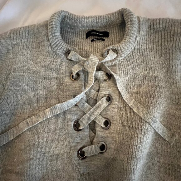 ISABEL MARANT Laley lace-up ribbed wool-blend sweater Size FR 38 US 6 SEE NOTES - Picture 4 of 8
